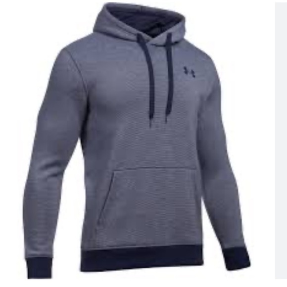 UNDER ARMOUR Men's Rival Fitted Coldgear Pullover Hoodie Midnight Navy - Picture 1 of 11